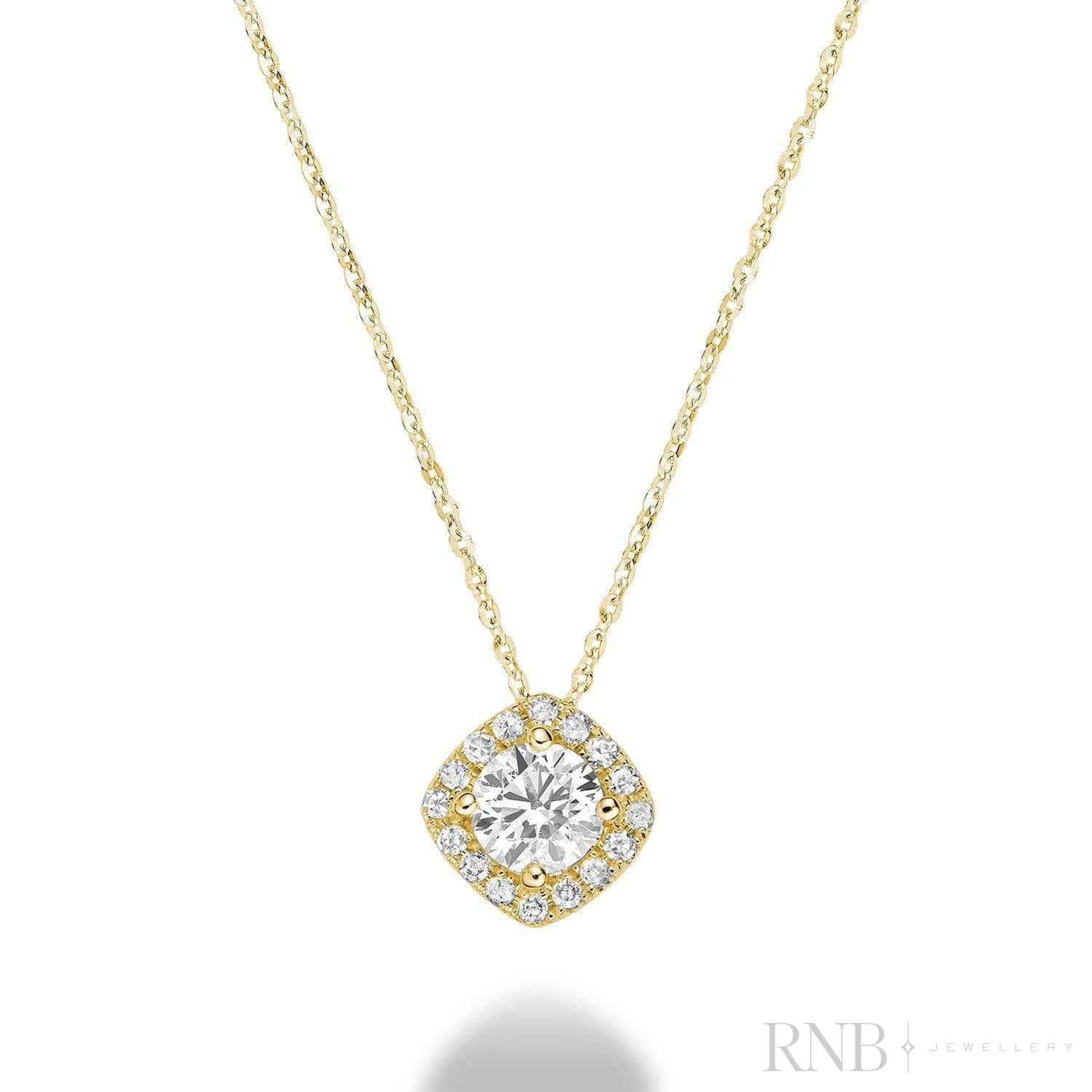 Cushion Shape Halo Diamond Pendant-RNB Jewellery Cushion Shape Halo Diamond Pendant-RNB Jewellery