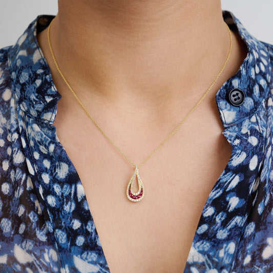 Fancy Pear Shape with Precious Stones & Diamonds Pendant