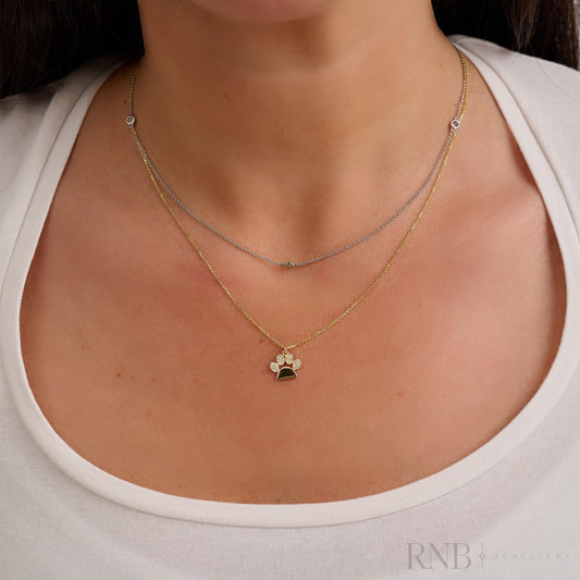 Paw Print Diamond Necklace-RNB Jewellery