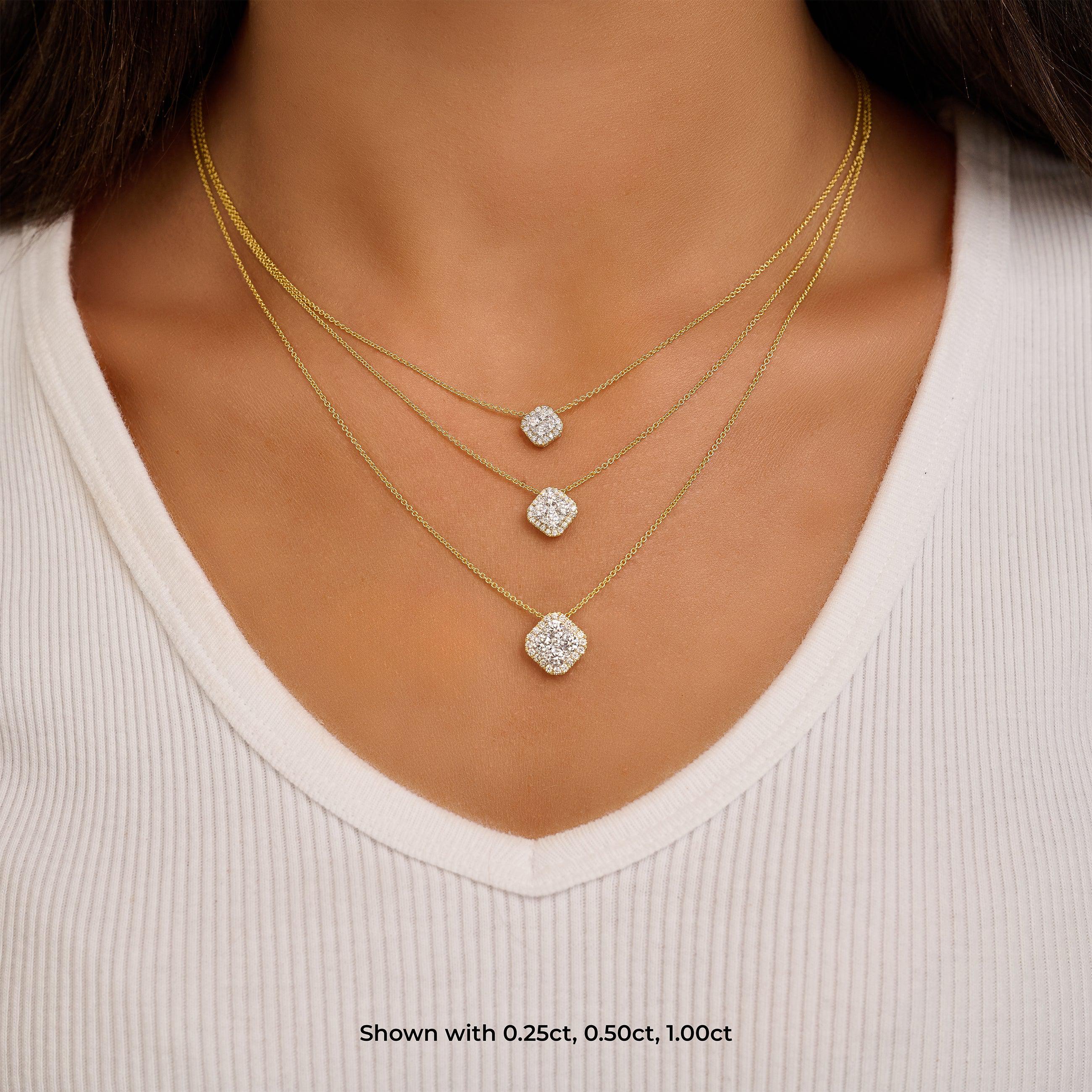 Cushion Illusion Set Diamond Necklace-RNB Jewellery Cushion Illusion Set Diamond Necklace-RNB Jewellery
