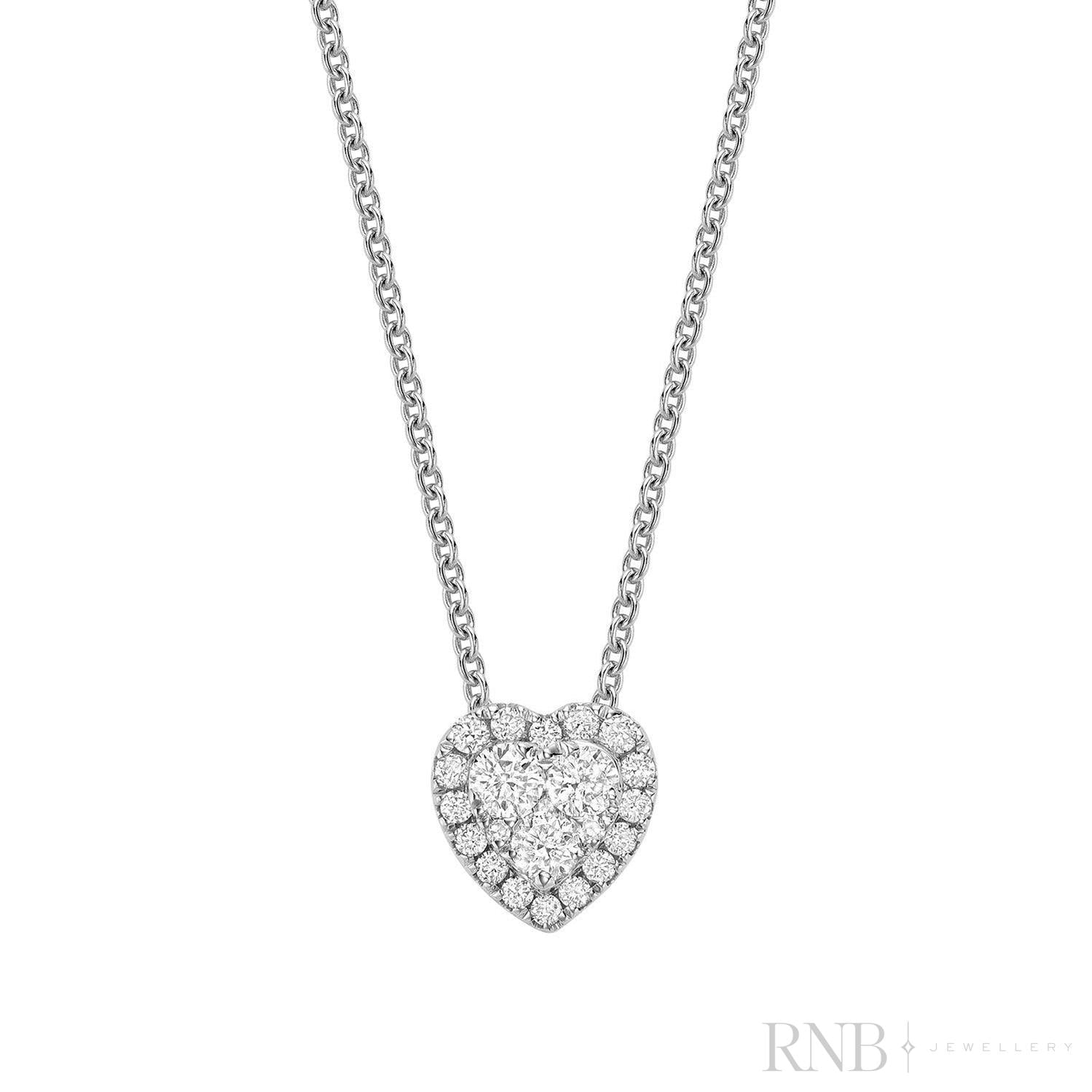 Heart Illusion Set Diamond Necklace-RNB Jewellery Heart Illusion Set Diamond Necklace-RNB Jewellery