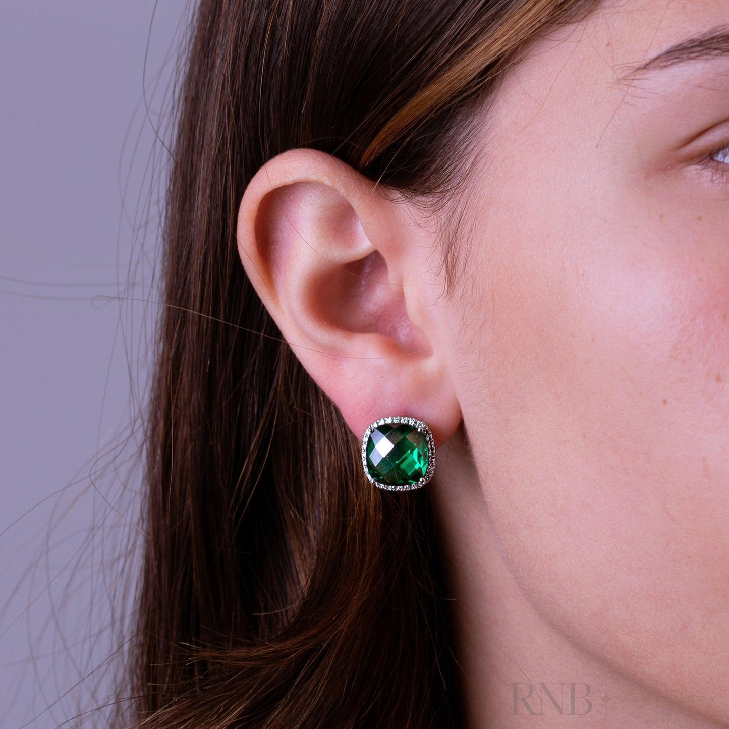 Cushion Cut Precious Stone & Diamond Halo Earrings