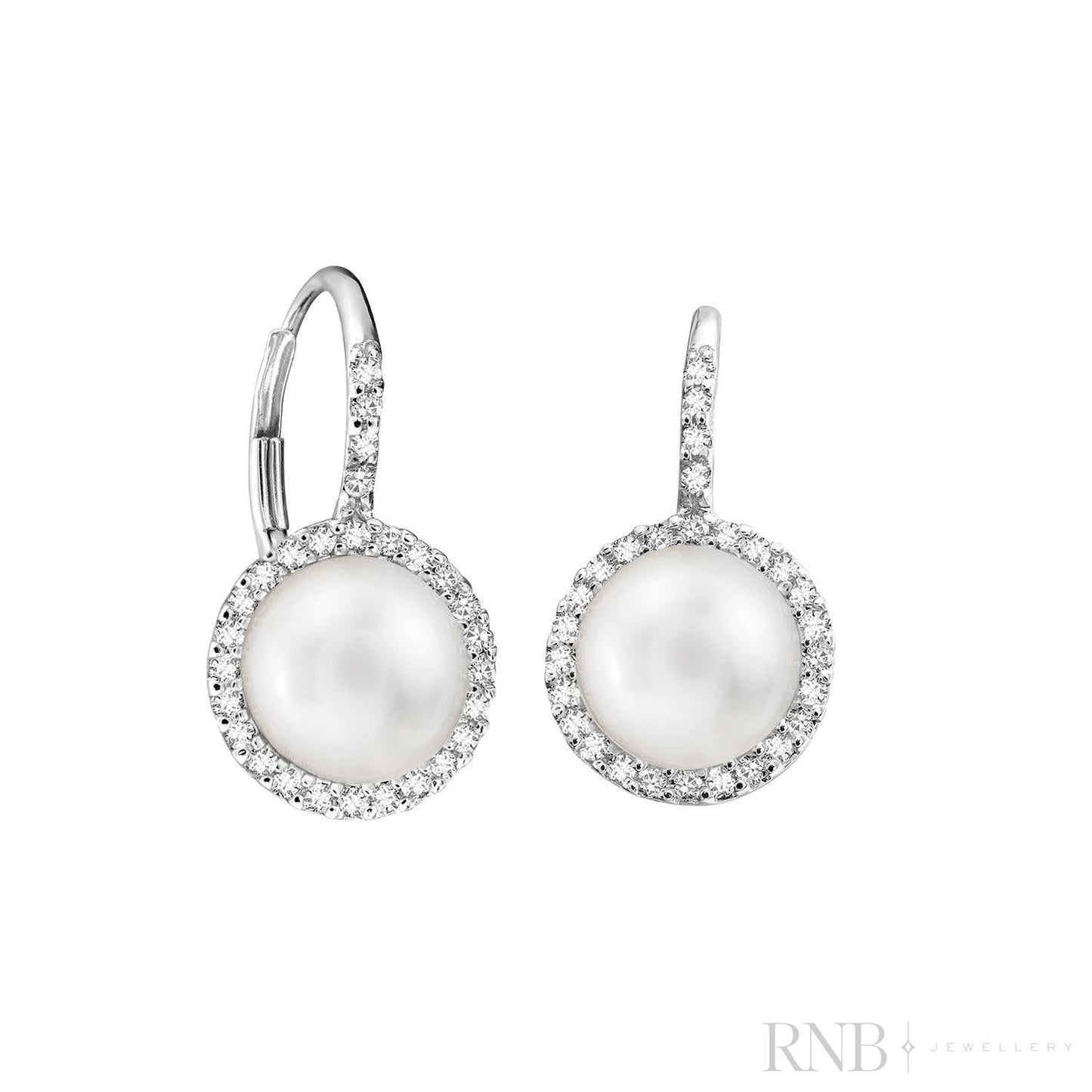 Cultured Pearl & Diamond Halo Dangle Earrings