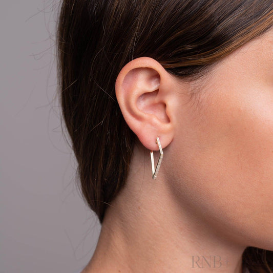 Triangular Diamond Loop Earrings