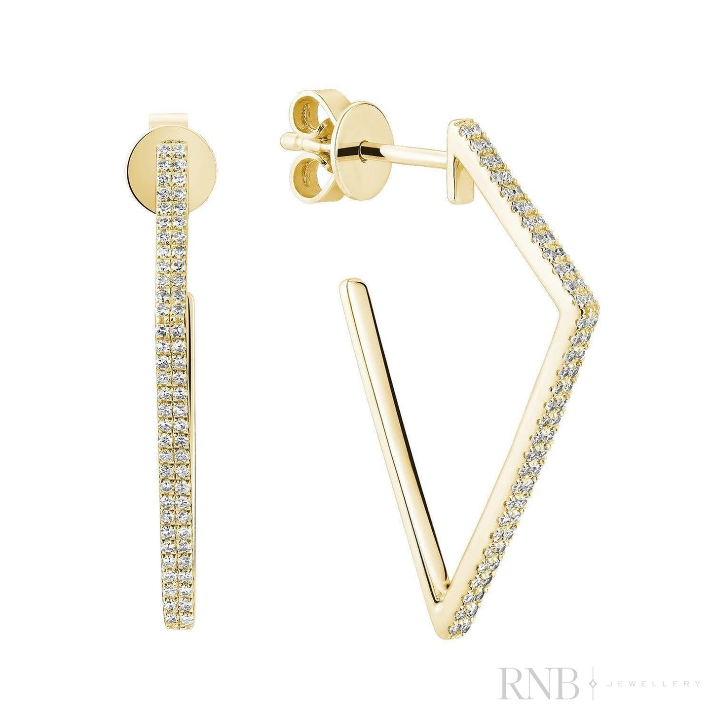 Triangular Diamond Loop Earrings