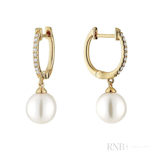 Cultured Pearl & Diamond Dangle Earrings