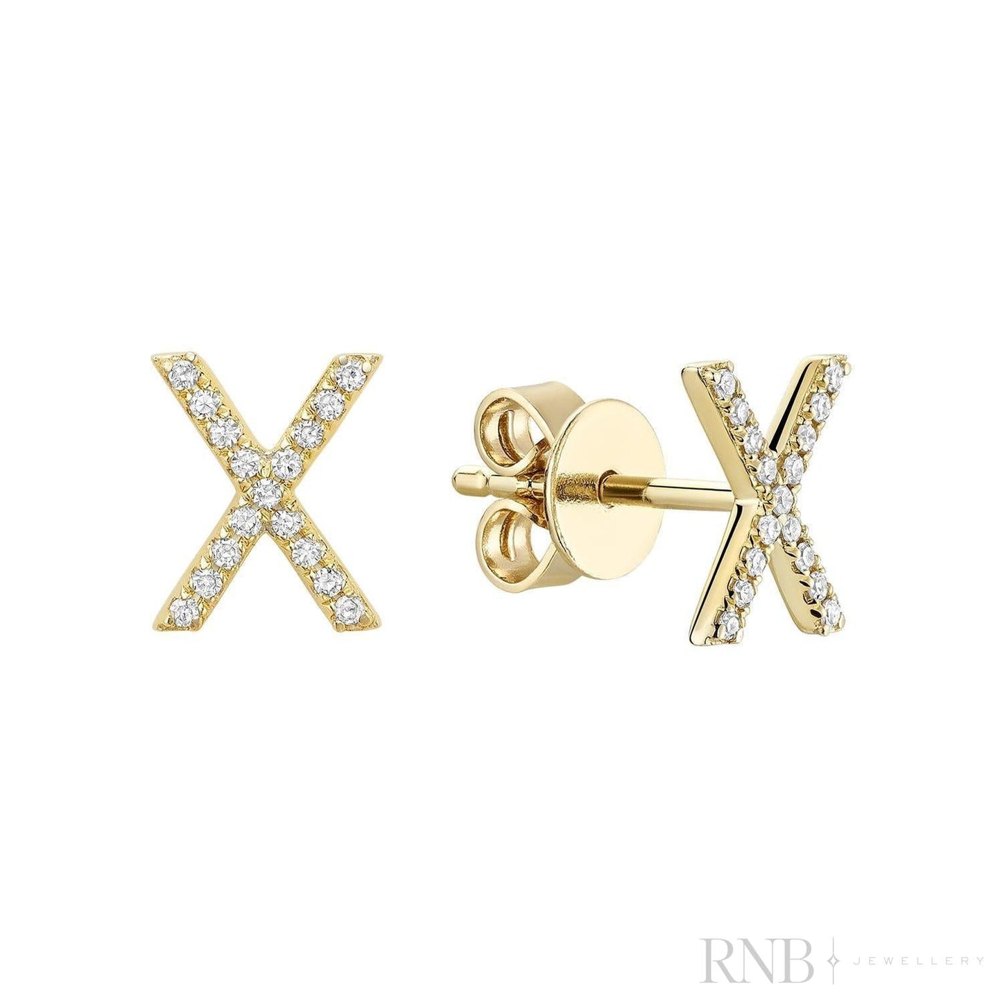 Diamond Initial Stud Earrings (Single)
