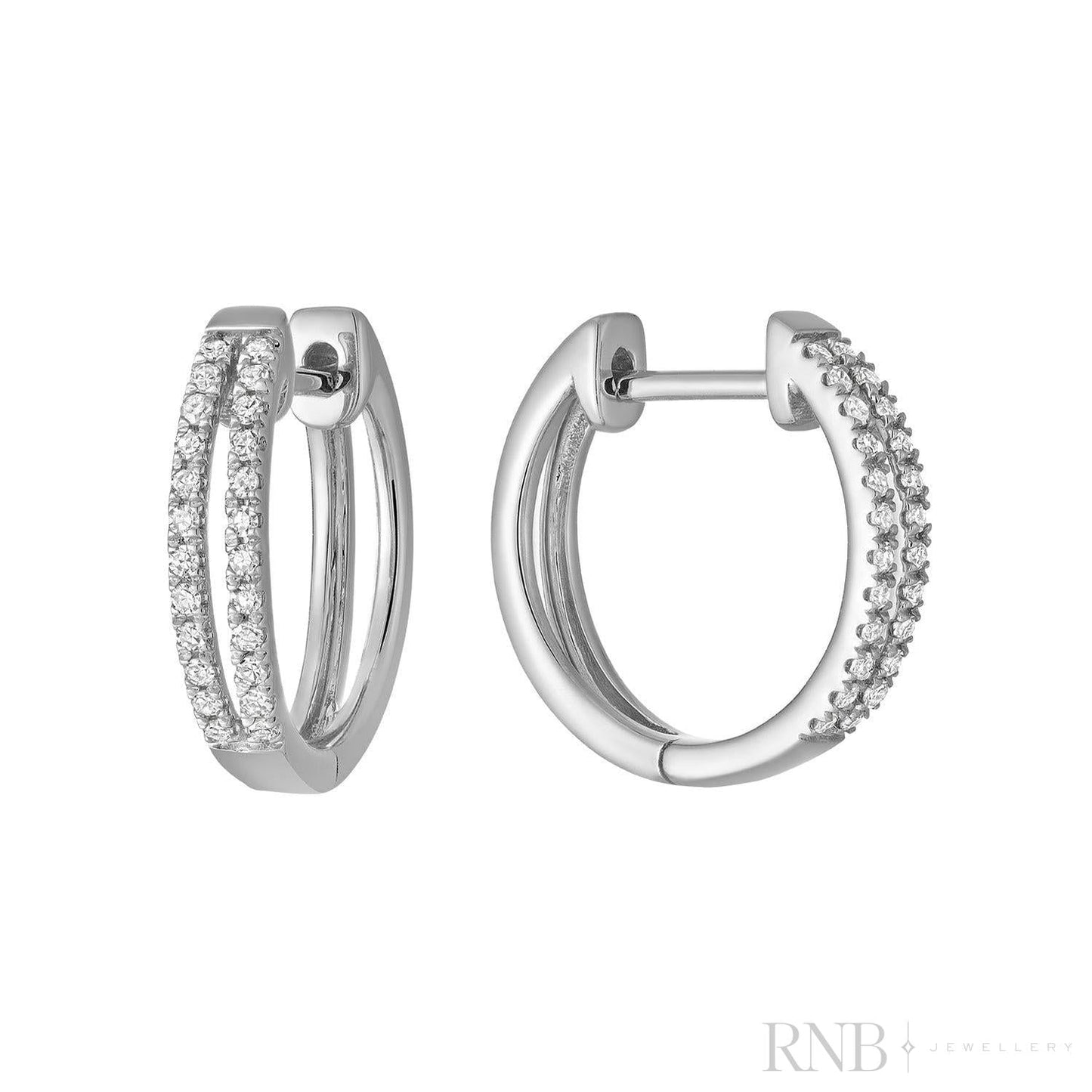Double Row Diamond Huggie Earrings