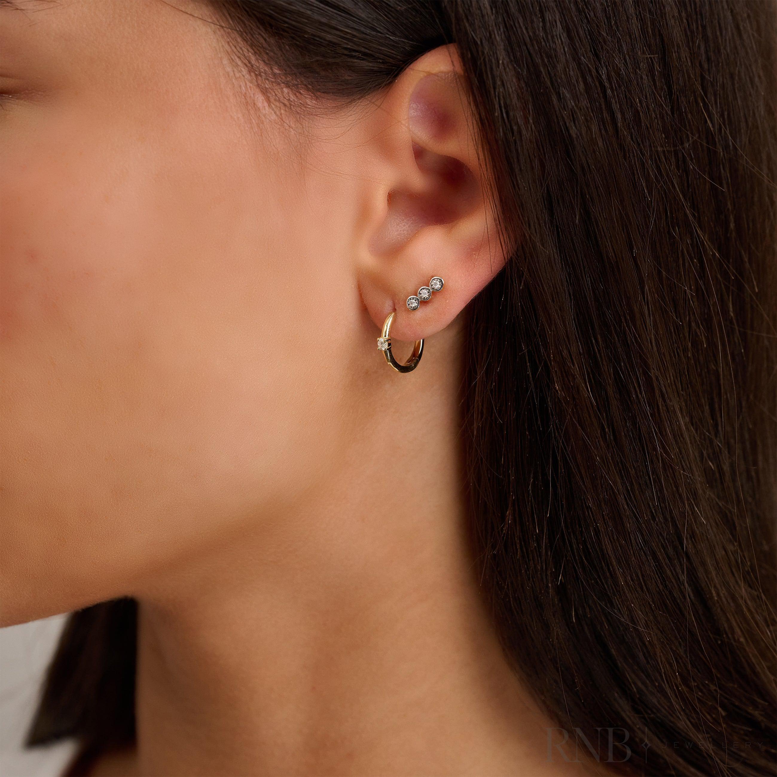 Solitare Diamond Huggie Earrings-RNB Jewellery Solitare Diamond Huggie Earrings-RNB Jewellery