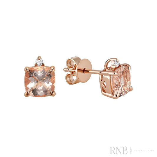 Cushion Cut Colored Stone & Diamond Stud Earrings