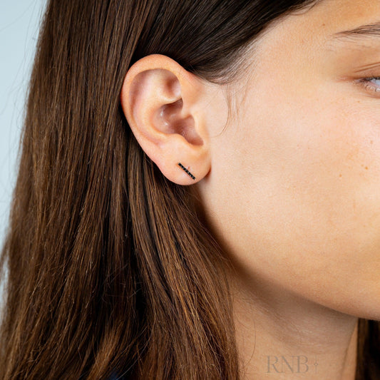 Black Diamond Bar Stud Earrings
