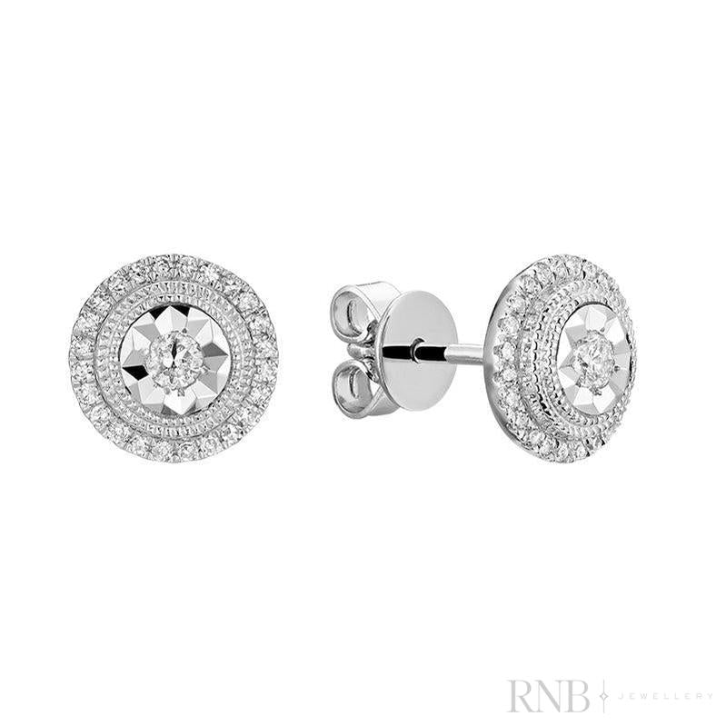 Halo Round Shape illusion Diamond Earrings