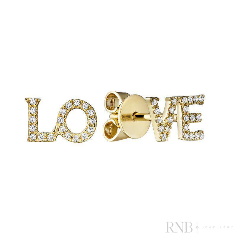"LOVE" DIamond Stud Earrings-RNB Jewellery "LOVE" DIamond Stud Earrings-RNB Jewellery