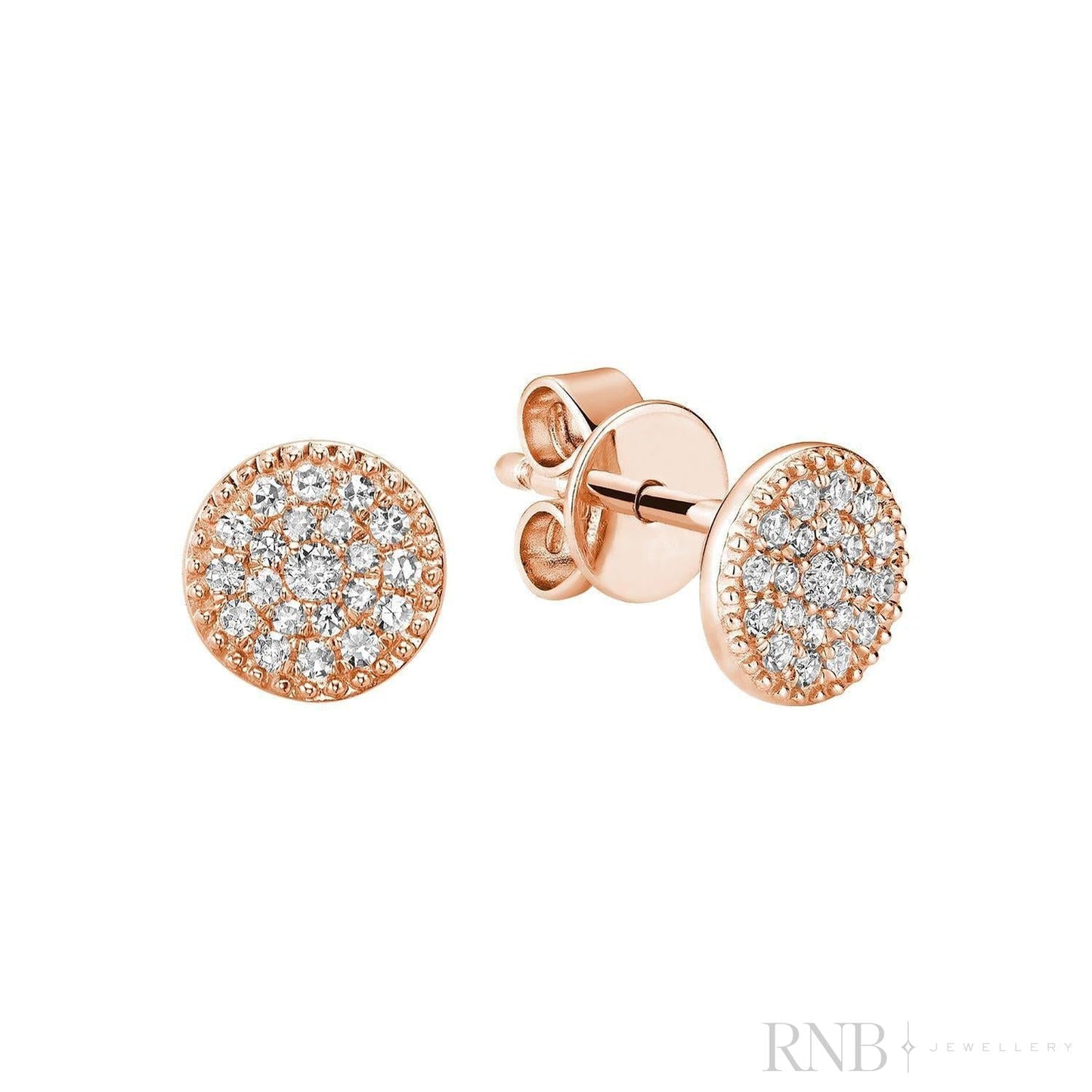 Round Miligrain Diamond Stud Earrings