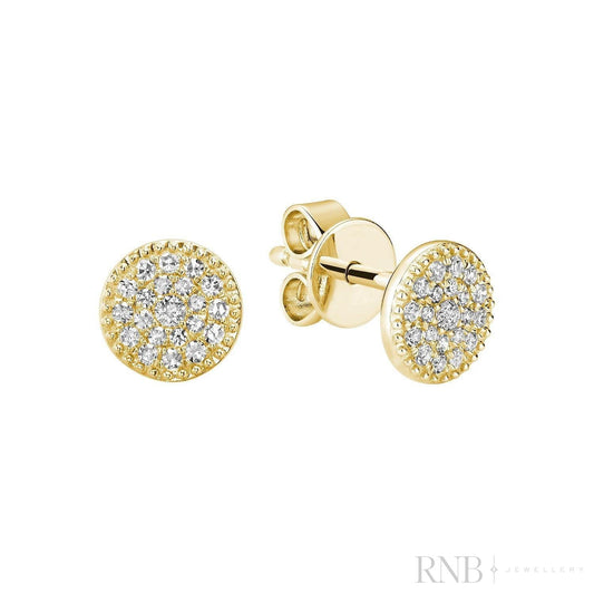 Round Miligrain Diamond Stud Earrings