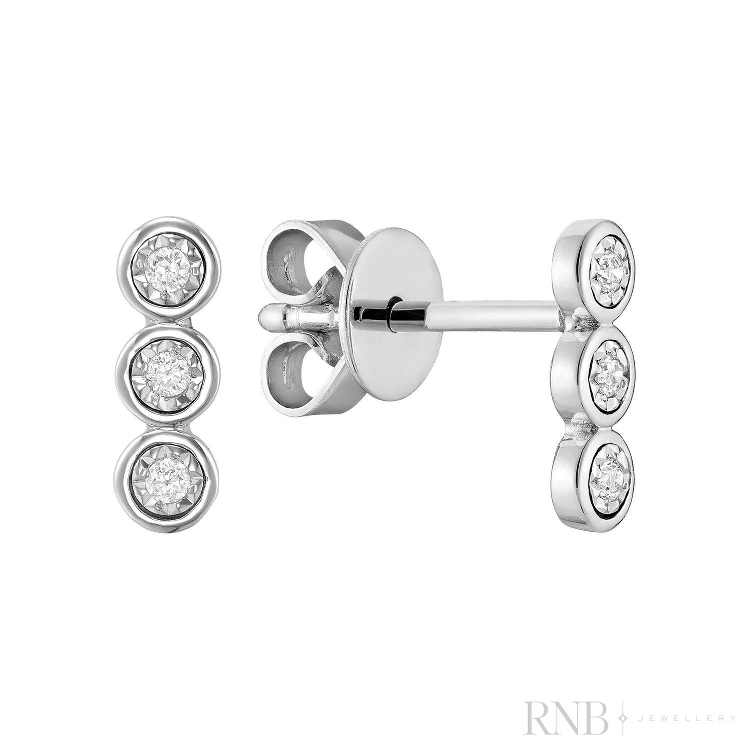 Trinity Bezel Illusion Diamond Stud Earrings-RNB Jewellery Trinity Bezel Illusion Diamond Stud Earrings-RNB Jewellery
