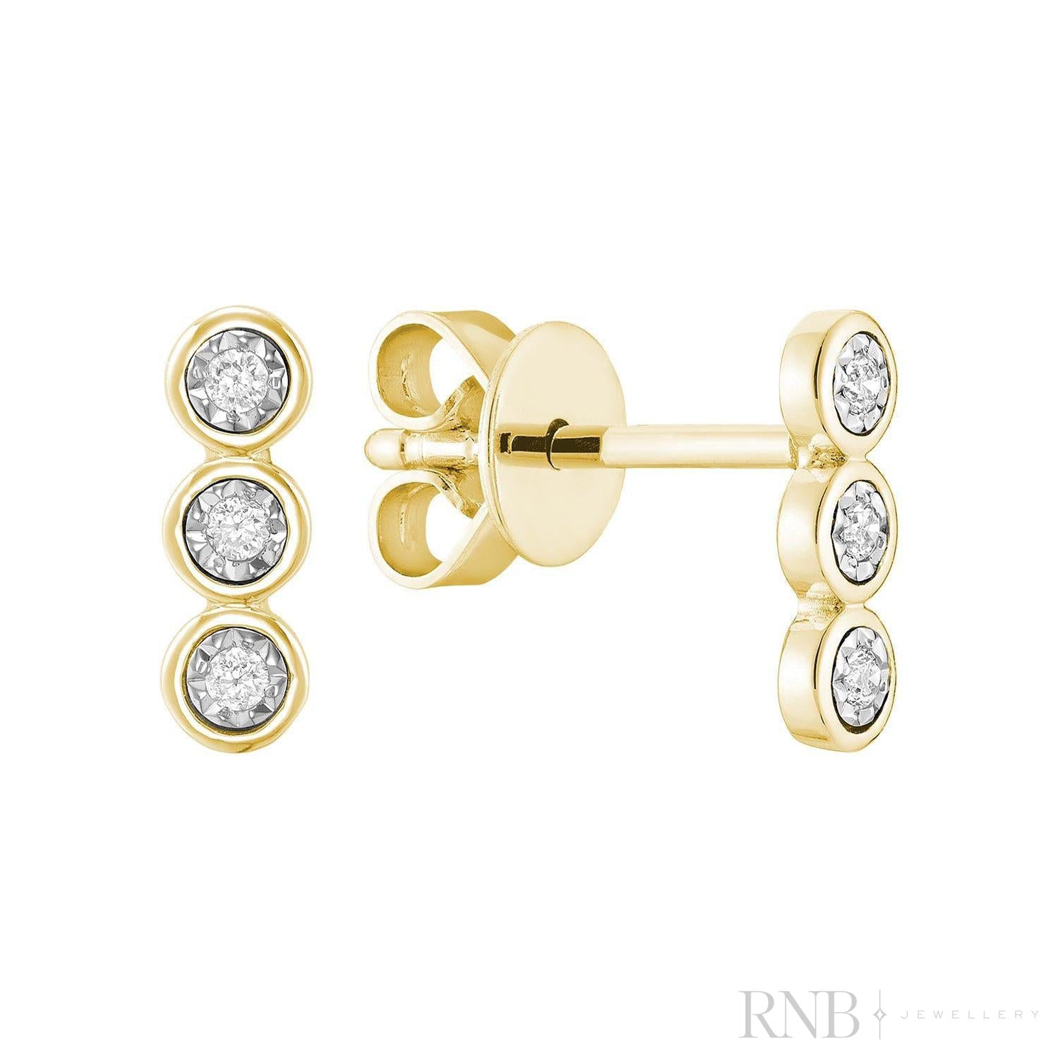 Trinity Bezel Illusion Diamond Stud Earrings-RNB Jewellery Trinity Bezel Illusion Diamond Stud Earrings-RNB Jewellery