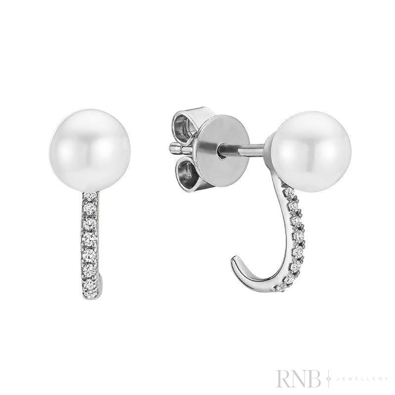 Cultured Pearl & Diamond Ear Wrap Stud Earrings