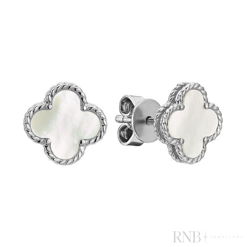 Mother of Pearl Clover Stud Earrings
