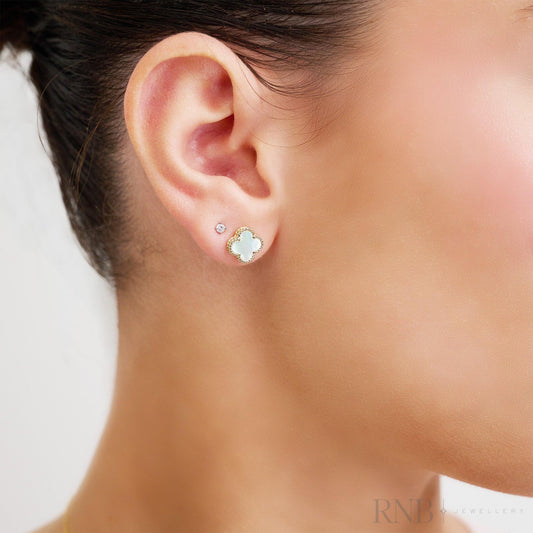 Mother of Pearl Clover Stud Earrings