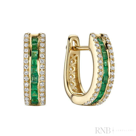 Precious Stones & Diamond Huggie Earrings