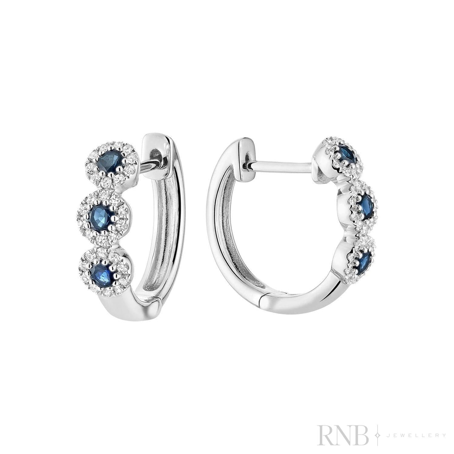 Triple Halo Gemstone & Diamond Huggie Earrings