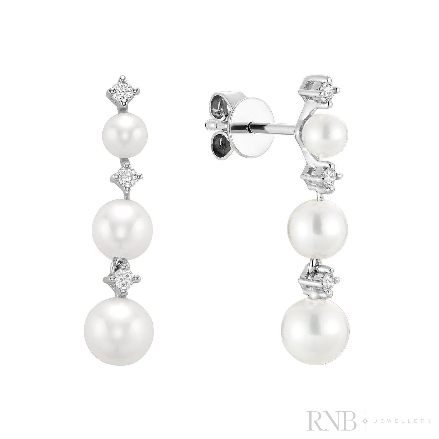 Cultured Pearl & Diamonds Stud Earrings
