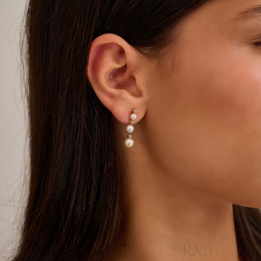 Cultured Pearl & Diamonds Stud Earrings