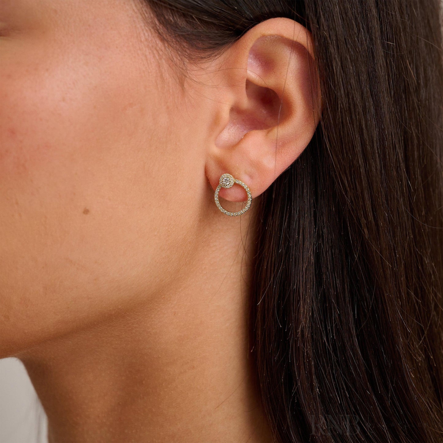 Open Circle Diamond Earring