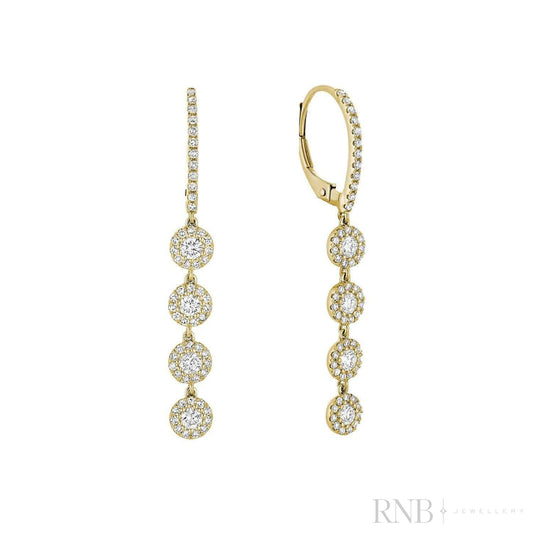 Quadruple Halo Dangle Diamond Earrings