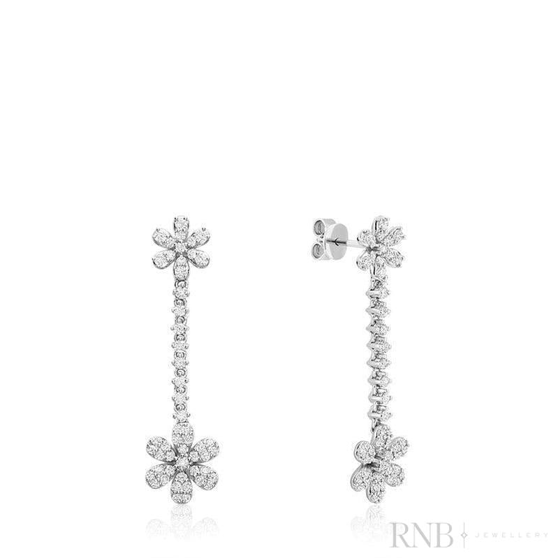 Dangle Flower Diamond Earrings