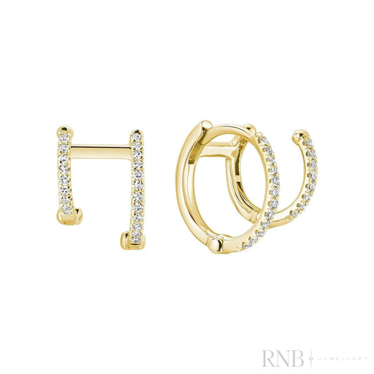 Double Huggie Diamond Earrings