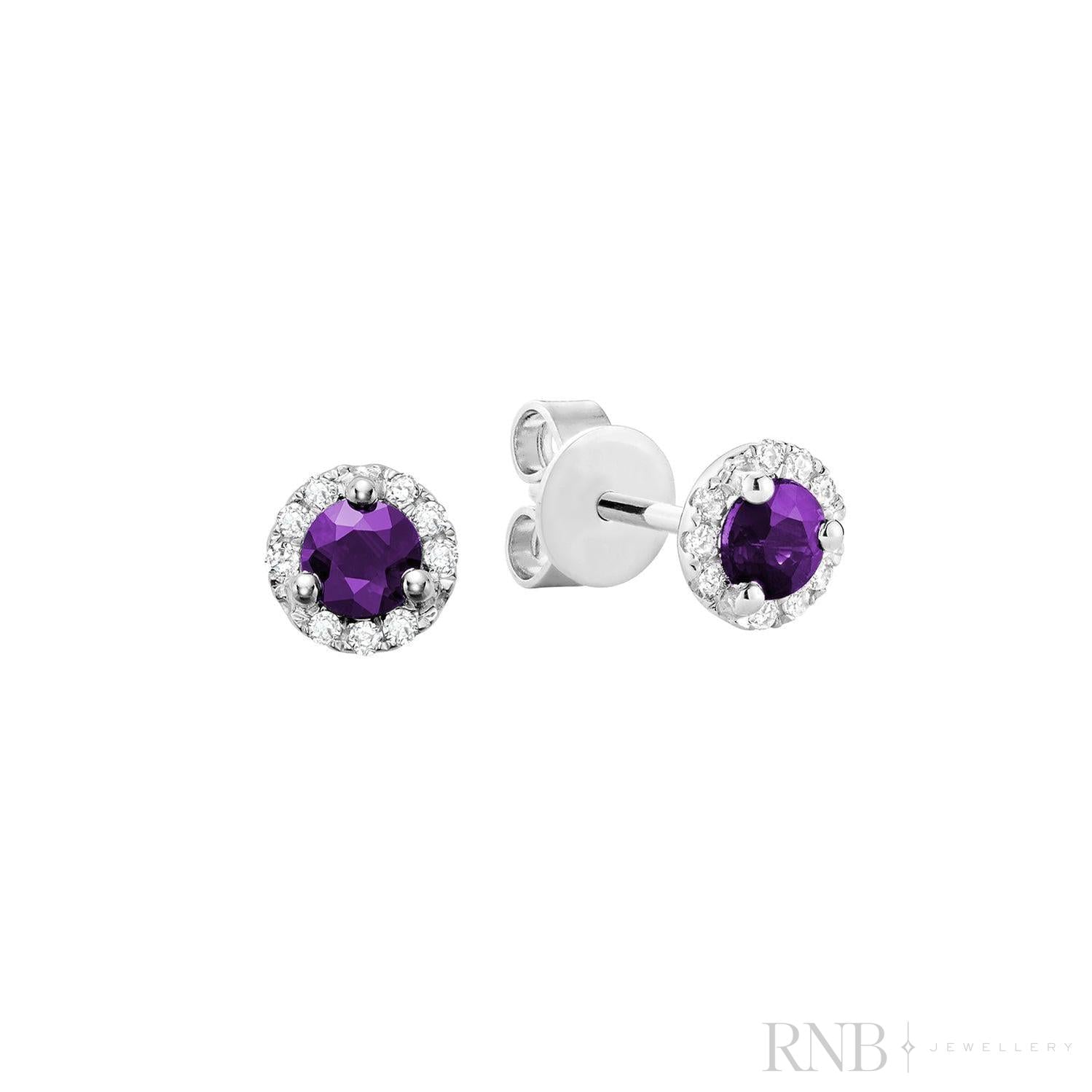 Precious Stone & Diamond Halo Stud Earrings-RNB Jewellery Precious Stone & Diamond Halo Stud Earrings-RNB Jewellery