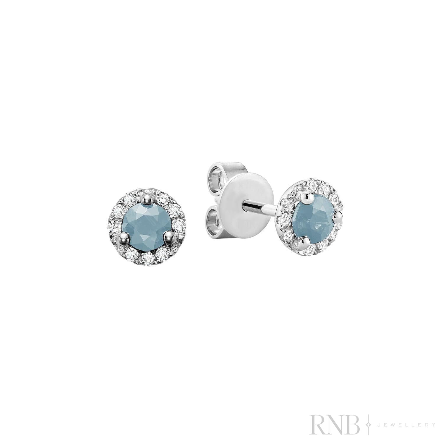Precious Stone & Diamond Halo Stud Earrings-RNB Jewellery Precious Stone & Diamond Halo Stud Earrings-RNB Jewellery
