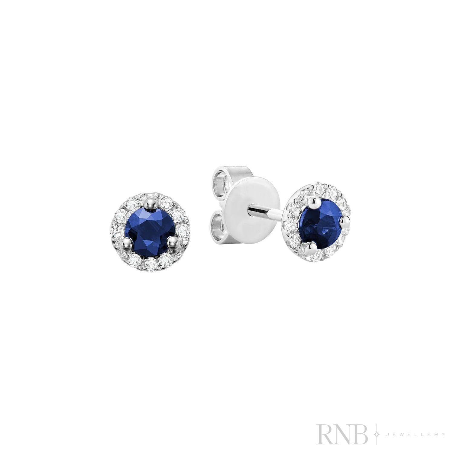 Precious Stone & Diamond Halo Stud Earrings-RNB Jewellery Precious Stone & Diamond Halo Stud Earrings-RNB Jewellery