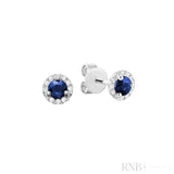 Precious Stone & Diamond Halo Stud Earrings-RNB Jewellery Precious Stone & Diamond Halo Stud Earrings-RNB Jewellery