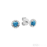 Precious Stone & Diamond Halo Stud Earrings-RNB Jewellery Precious Stone & Diamond Halo Stud Earrings-RNB Jewellery