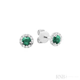 Precious Stone & Diamond Halo Stud Earrings-RNB Jewellery Precious Stone & Diamond Halo Stud Earrings-RNB Jewellery