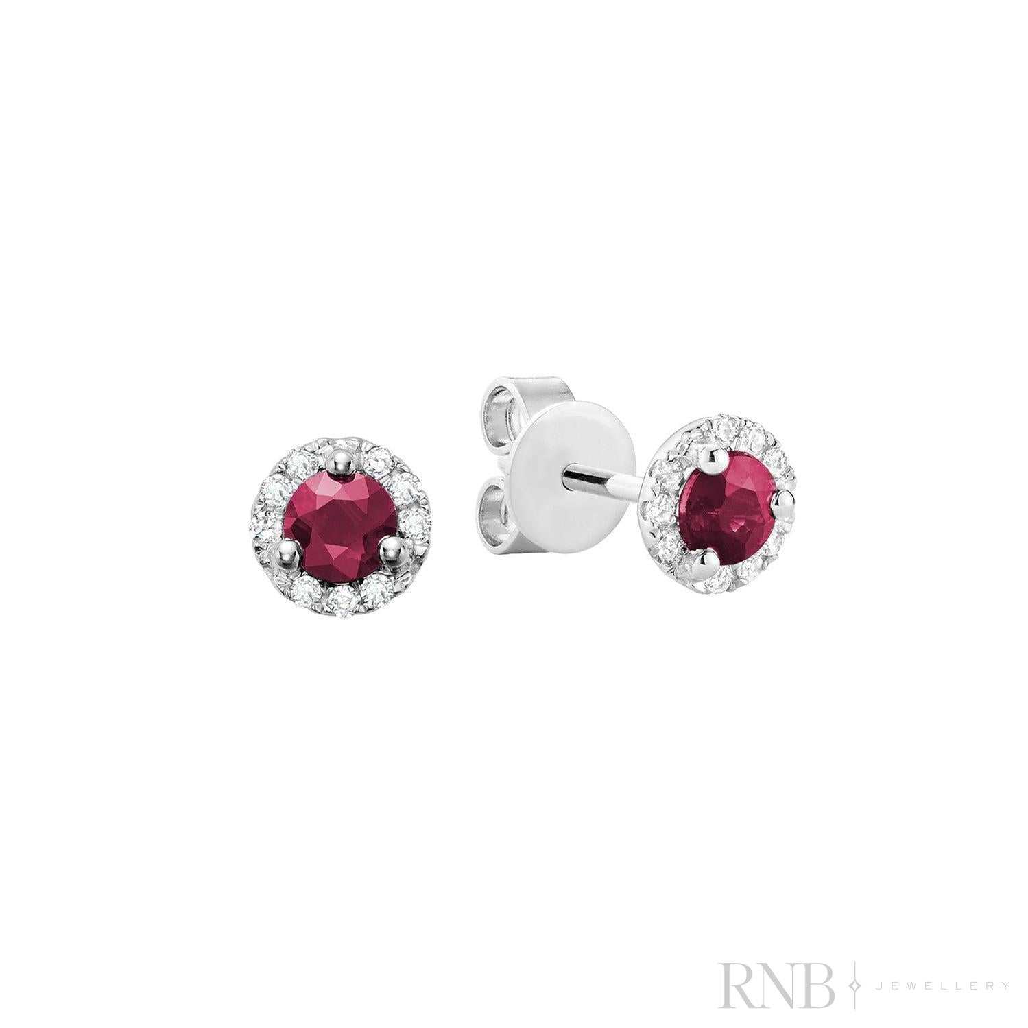 Precious Stone & Diamond Halo Stud Earrings-RNB Jewellery Precious Stone & Diamond Halo Stud Earrings-RNB Jewellery