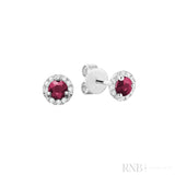 Precious Stone & Diamond Halo Stud Earrings-RNB Jewellery Precious Stone & Diamond Halo Stud Earrings-RNB Jewellery