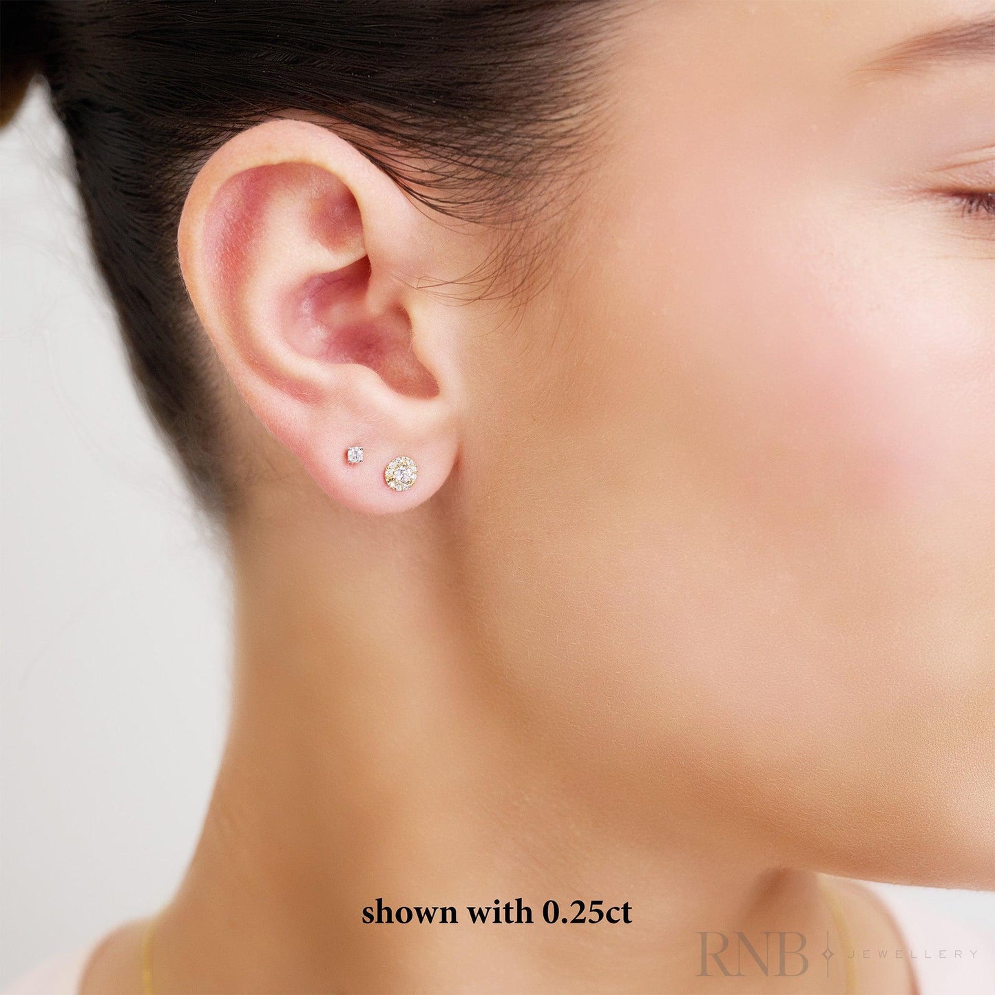 Martini Cup Diamond Halo Stud Earrings