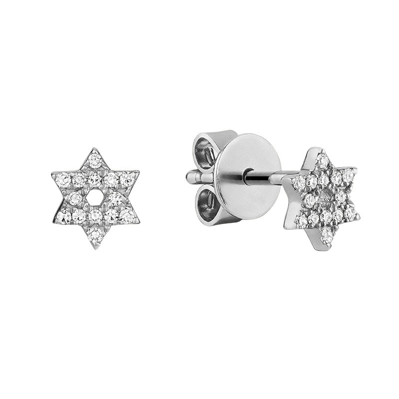 Diamond Star Of David Stud Earrings