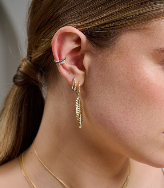 Leaf Dangle Diamond Earrings