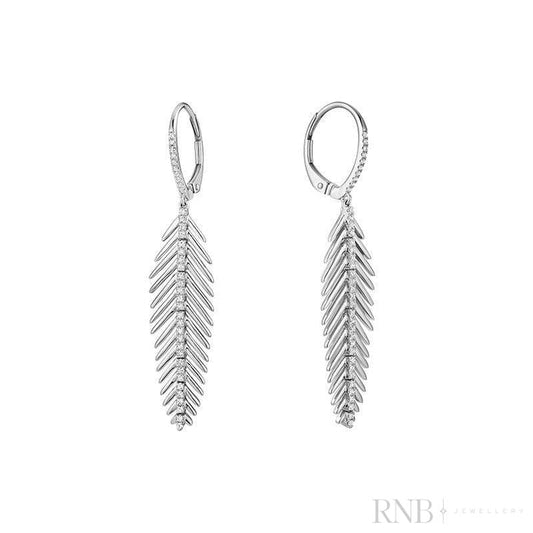 Leaf Dangle Diamond Earrings