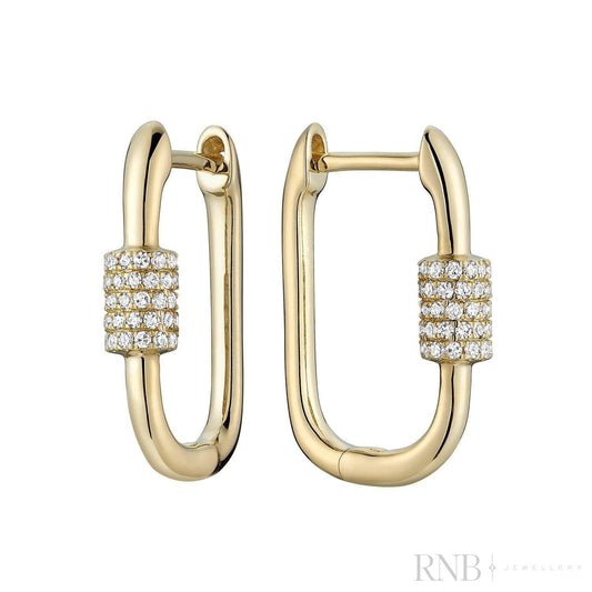 Paper Clip Loop Diamond Earrings