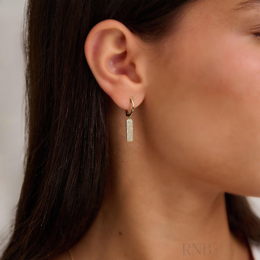 Pave Plate Diamond Dangle Earrings