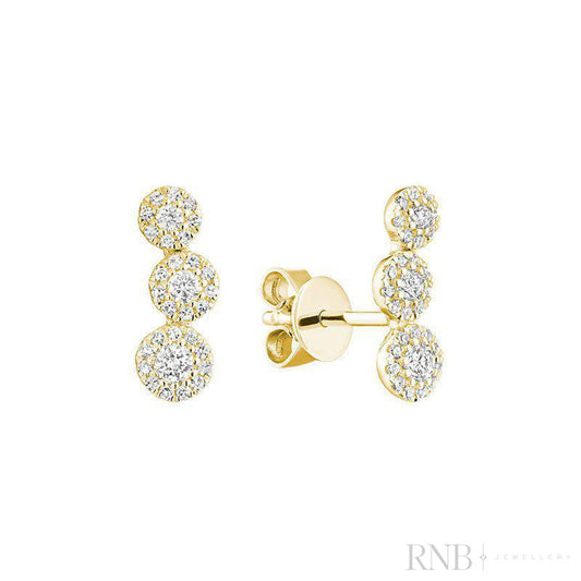 Triple Circle Diamond Cluster Earrings