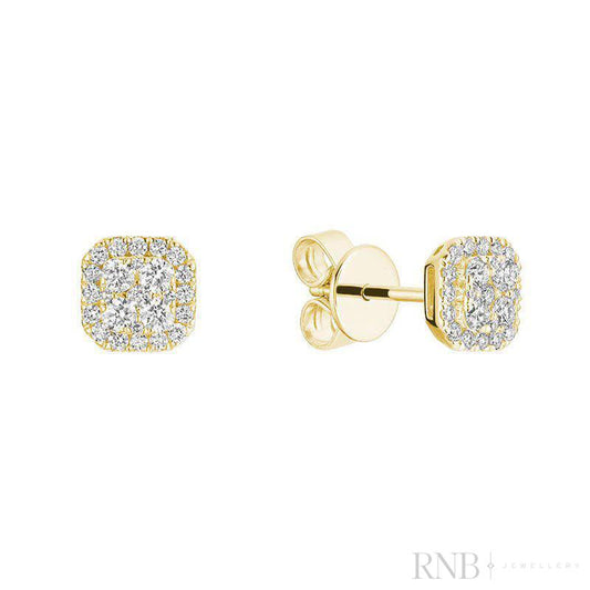 Pave Cushion Diamond Stud Earrings