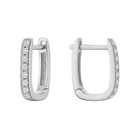 Small Symmetrical Oval Diamond Loop Earrings