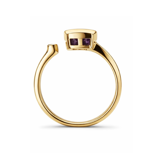 Cushion-Cut Precious Stone Purple Spinel Diamond Accent Ring
